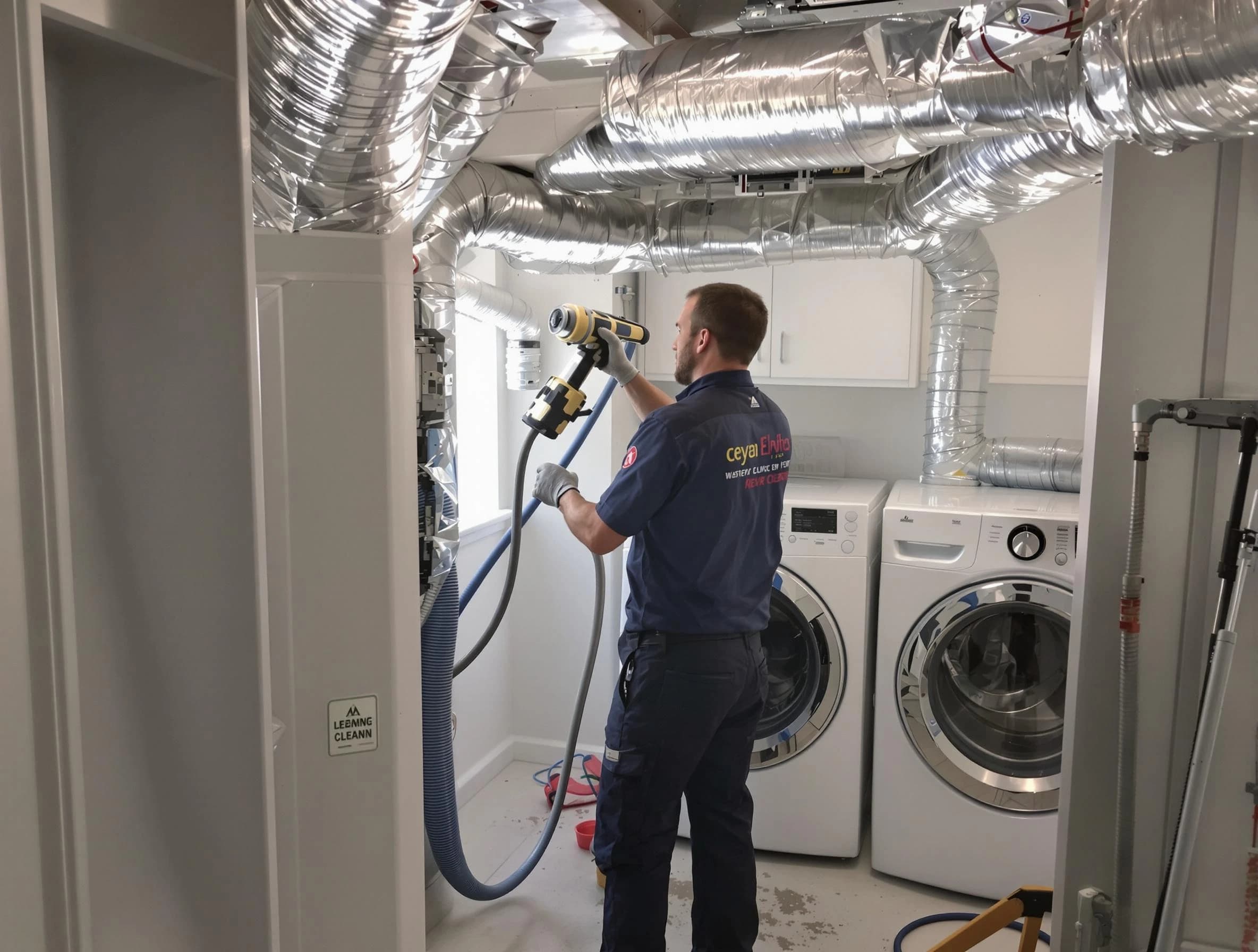 Adams Dryer Vent Cleaning specialist using advanced equipment for thorough duct cleaning in Adams