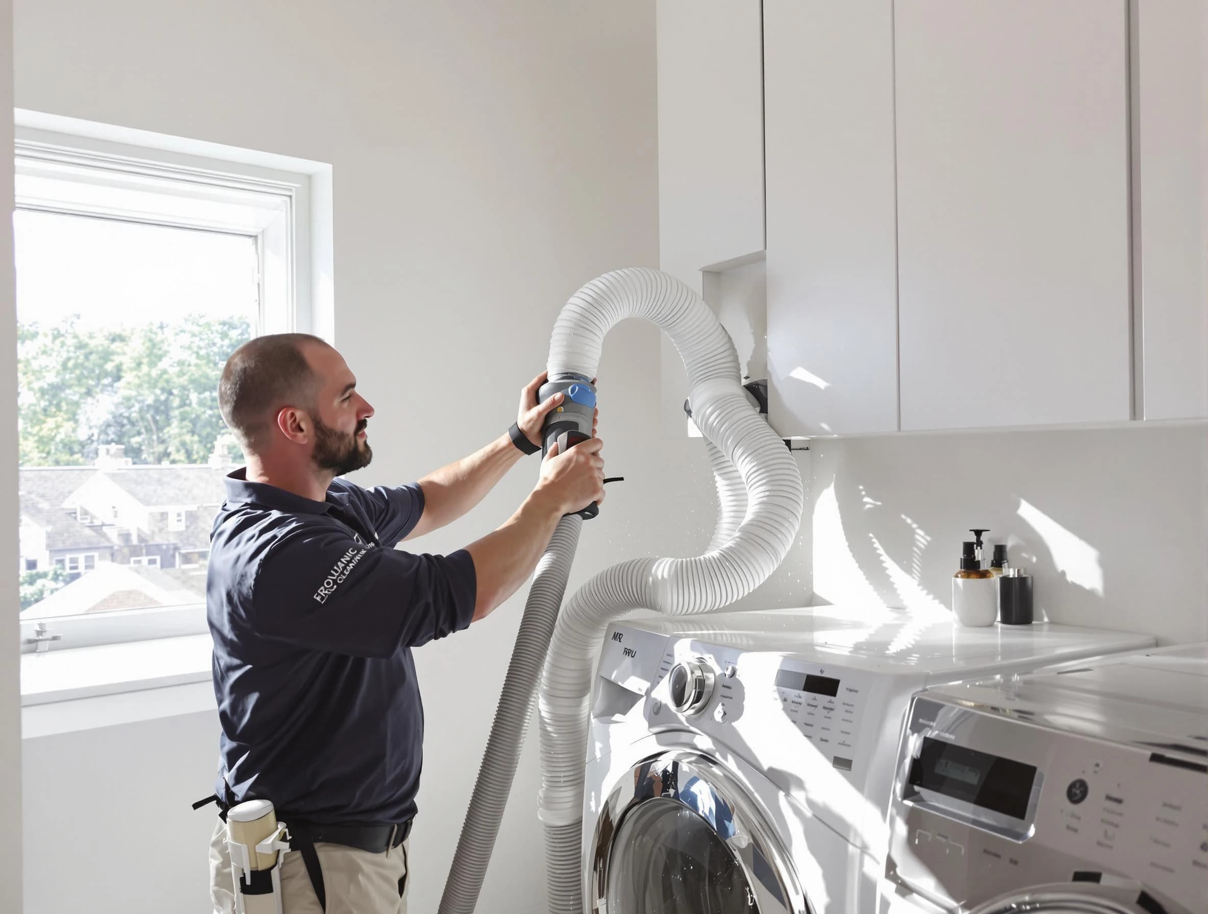 Certified Adams Dryer Vent Cleaning technician performing dryer vent cleaning in Adams